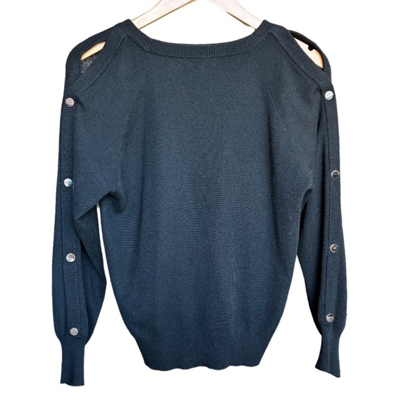 Suncoo | Women's Black Sweater with Shoulder Buttons - Picture 1 of 10